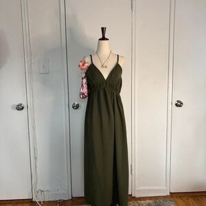 Elegant Olive Green Midi Dress